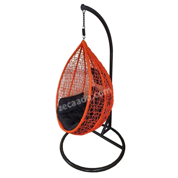 Zecado Spider Swing Chair for Garden & Outdoor in Orange with Black Sofa Cushion - Black