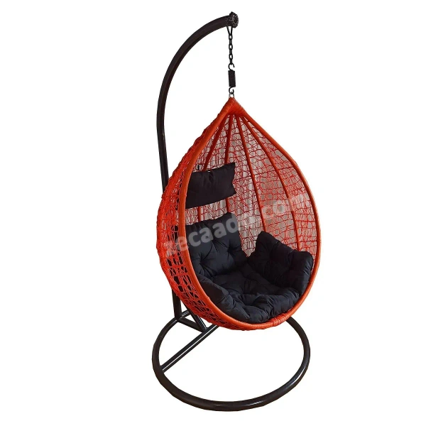 Zecado Spider Swing Chair for Garden & Outdoor in Orange with Black Sofa Cushion - Black