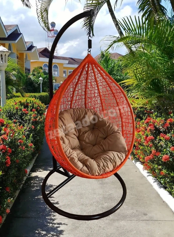 Zecado Spider Swing Chair for Garden & Outdoor in Orange with Fawn Cushion - Orange