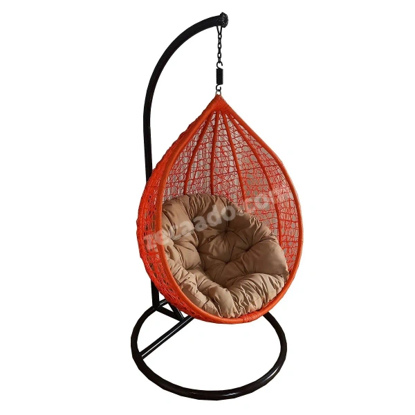 Zecado Spider Swing Chair for Garden & Outdoor in Orange with Fawn Cushion - Orange