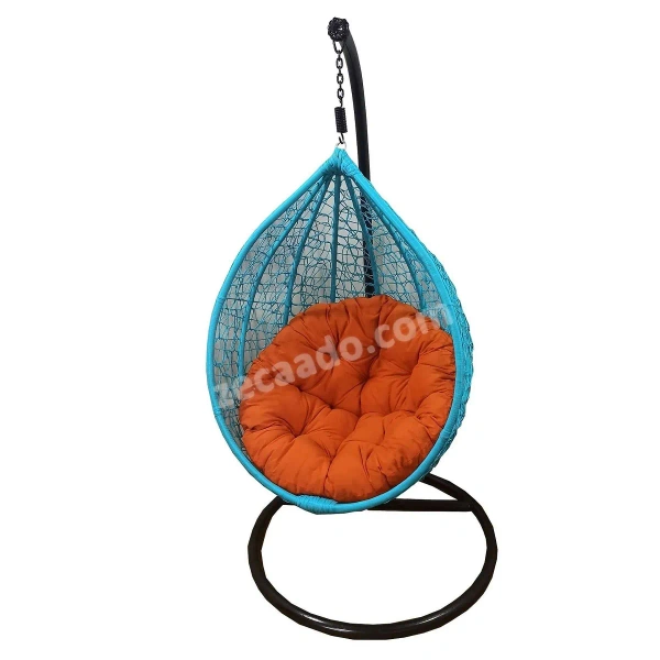 Zecado Spider Swing Chair for garden & outdoor in Turquoise with Orange Cushion - Black