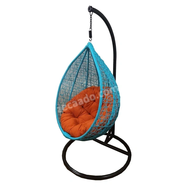 Zecado Spider Swing Chair for garden & outdoor in Turquoise with Orange Cushion - Black