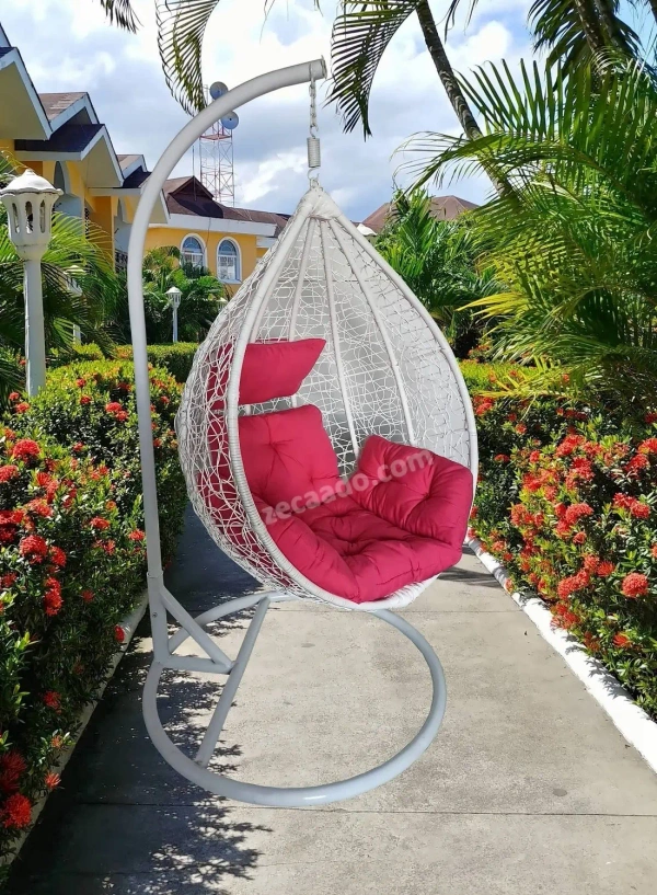 Zecado Spider Swing Chair for garden & outdoor in White with Pink Sofa Cushion - White