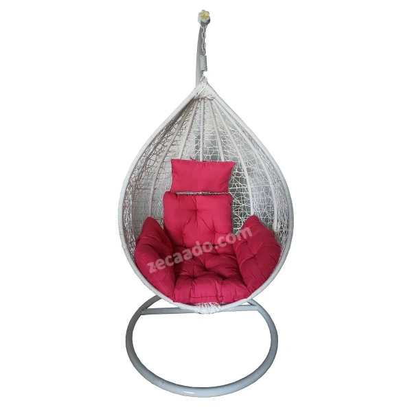 Zecado Spider Swing Chair for garden & outdoor in White with Pink Sofa Cushion - White