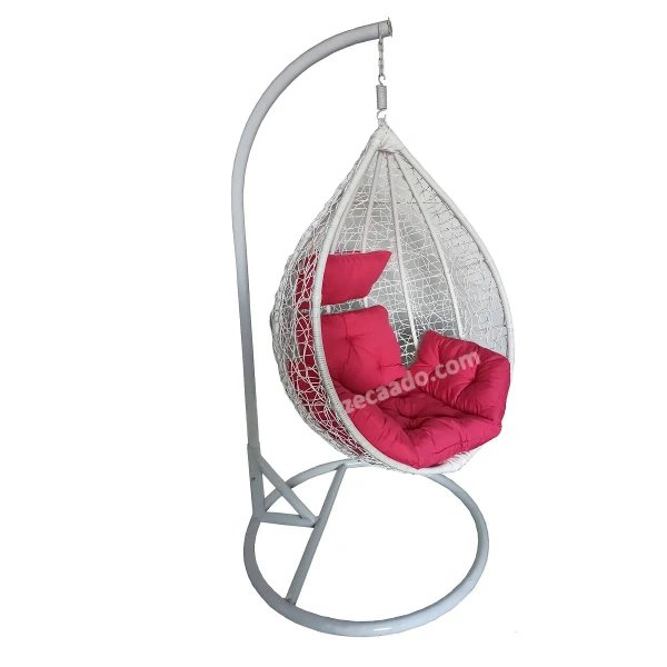 Zecado Spider Swing Chair for garden & outdoor in White with Pink Sofa Cushion - White