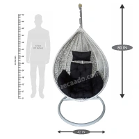 Zecado Spider Swing Chair for garden & outdoor in White with Black Sofa Cushion - White