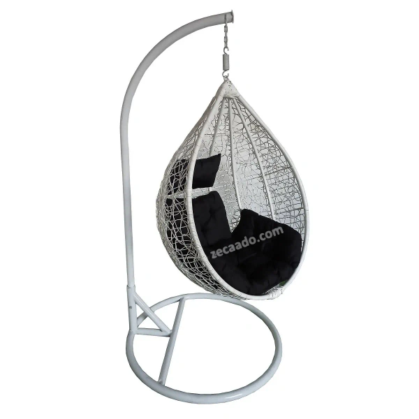 Zecado Spider Swing Chair for garden & outdoor in White with Black Sofa Cushion - Black