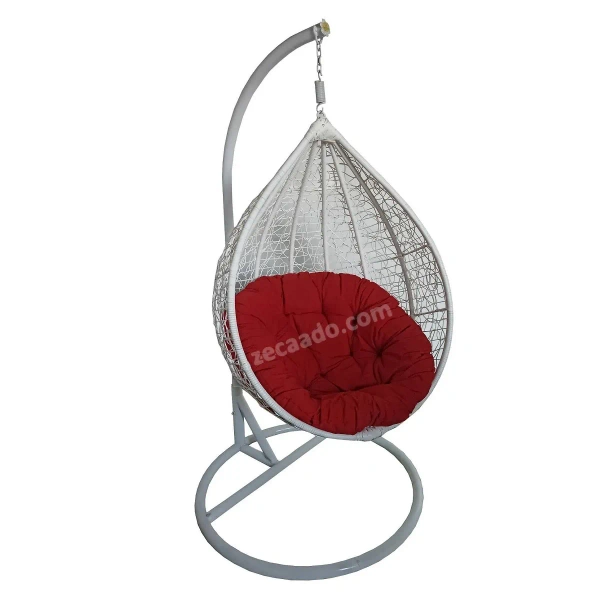 Zecado Spider Swing Chair for garden & outdoor in White with Red Cushion - White