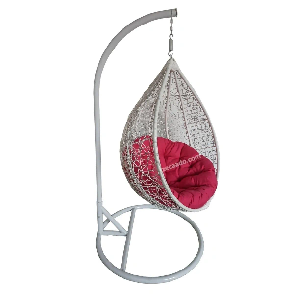 Zecado Spider Swing Chair for garden & outdoor in White with Pink Cushion - Pink