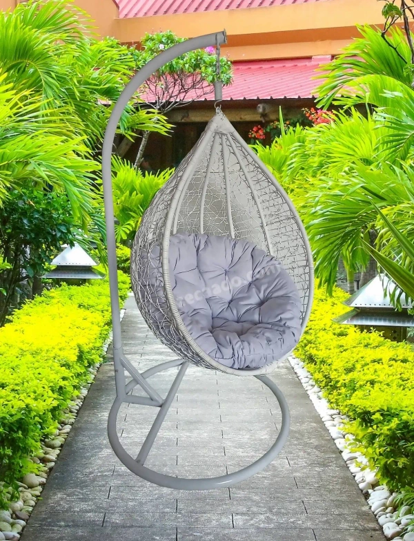 Zecado Spider Swing Chair for garden & outdoor in White with OFF-White Cushion - White