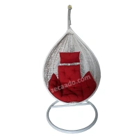Zecado Spider Swing Chair for garden & outdoor in White with Red Sofa Cushion - White