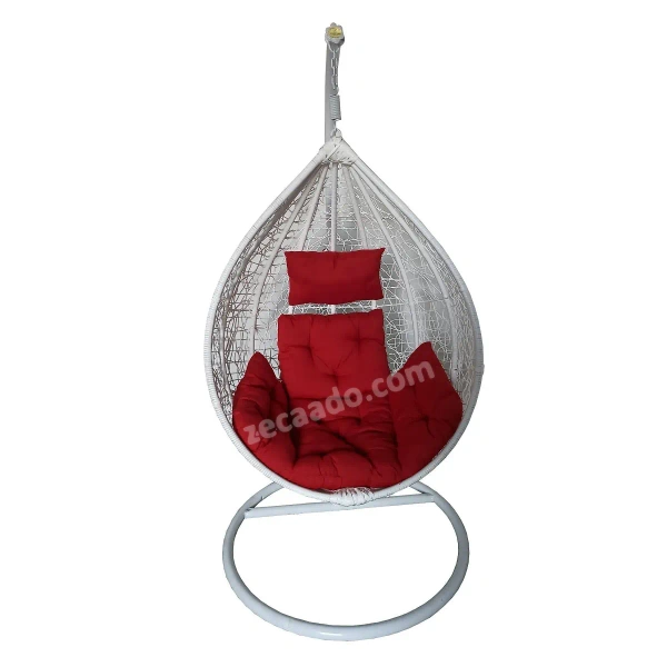 Zecado Spider Swing Chair for garden & outdoor in White with Red Sofa Cushion - Red