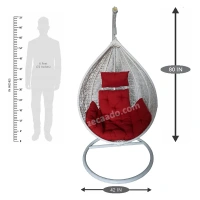 Zecado Spider Swing Chair for garden & outdoor in White with Red Sofa Cushion - White