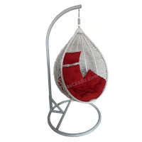 Zecado Spider Swing Chair for garden & outdoor in White with Red Sofa Cushion - White