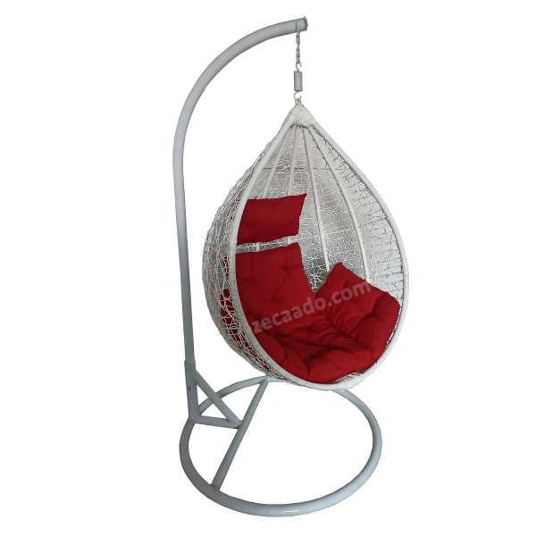 Zecado Spider Swing Chair for garden & outdoor in White with Red Sofa Cushion - Red