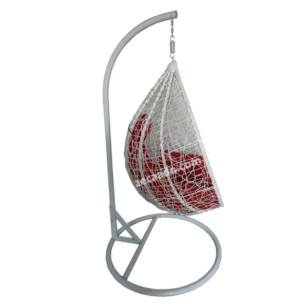 Zecado Spider Swing Chair for garden & outdoor in White with Red Sofa Cushion - Red