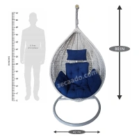 Zecado Spider Swing Chair for garden & outdoor in White with Blue Sofa Cushion - White
