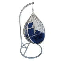 Zecado Spider Swing Chair for garden & outdoor in White with Blue Sofa Cushion - White