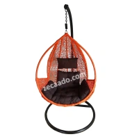 Zecado Spider Swing Chair for Garden & Outdoor with Pockets in Orange with Brown Sofa Cushion - Orange