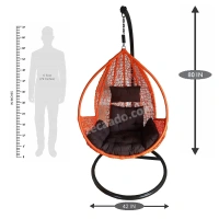 Zecado Spider Swing Chair for Garden & Outdoor with Pockets in Orange with Brown Sofa Cushion - Orange