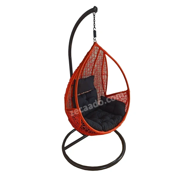 Zecado Spider Swing Chair for Garden & Outdoor with Pockets in Orange with Black Sofa Cushion - Orange