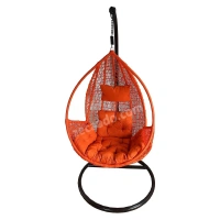Zecado Spider Swing Chair for garden & outdoor with Pockets in Orange with Orange Sofa Cushion - Black