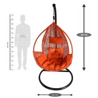 Zecado Spider Swing Chair for garden & outdoor with Pockets in Orange with Orange Sofa Cushion - Black