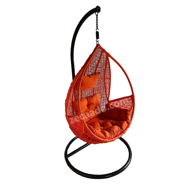 Zecado Spider Swing Chair for garden & outdoor with Pockets in Orange with Orange Sofa Cushion - Orange