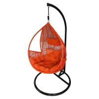 Zecado Spider Swing Chair for garden & outdoor with Pockets in Orange with Orange Sofa Cushion - Black