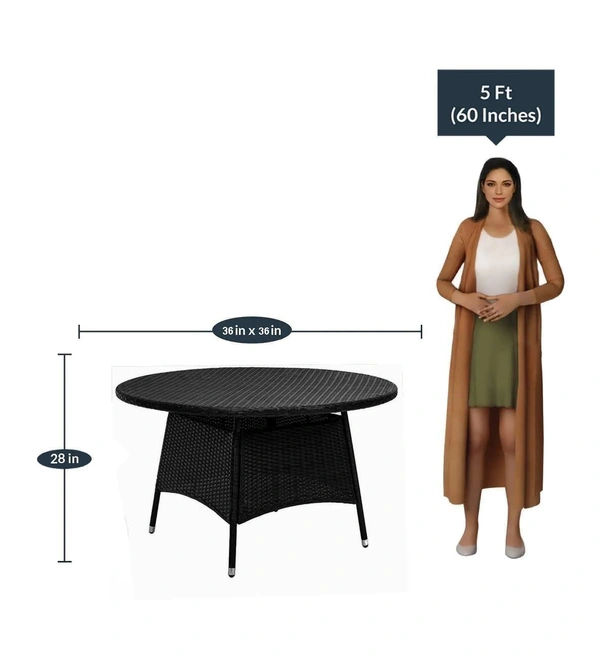 Zecado Texas 4 Seater Outdoor Dining Set in Black Couduroy Finish with Off-White Cushions - Black