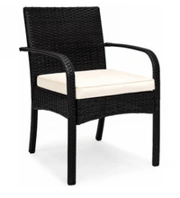 Zecado Texas 4 Seater Outdoor Dining Set in Black Couduroy Finish with Off-White Cushions - Black