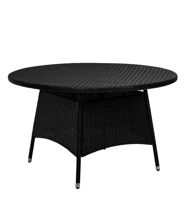 Zecado Texas 4 Seater Outdoor Dining Set in Black Couduroy Finish with Off-White Cushions - Black