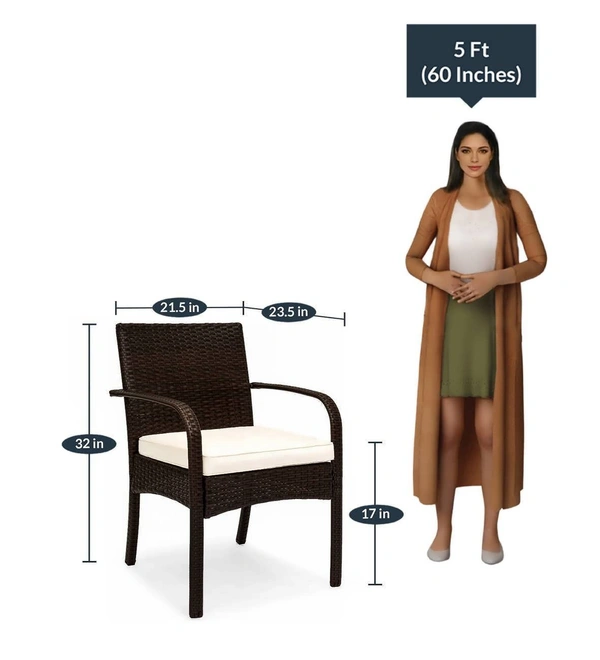 Zecado Texas 4 Seater Outdoor Dining Set in Brown Couduroy Finish with Off-White Cushions - Brown