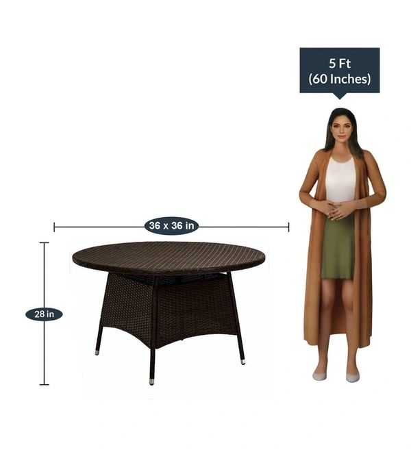 Zecado Texas 4 Seater Outdoor Dining Set in Brown Couduroy Finish with Off-White Cushions - Brown