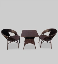 Zecado Tom 2 Seater Patio Coffee Table Set In Brown Corduroy - Brown