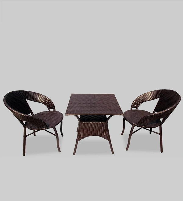 Zecado Tom 2 Seater Patio Coffee Table Set In Brown Corduroy - Brown