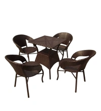 Zecado Tom 4 seater Patio Coffee Table Set In Brown Corduroy Finish - Brown