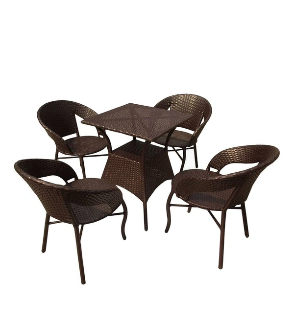 Zecado Tom 4 seater Patio Coffee Table Set In Brown Corduroy Finish - Brown
