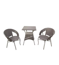 Zecado Tuffy 2 Seater Patio Coffee Table Set In Off-White Corduroy Finish - Brown & White