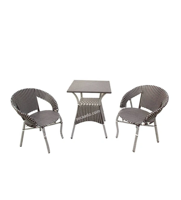 Zecado Tuffy 2 Seater Patio Coffee Table Set In Off-White Corduroy Finish - Brown & White