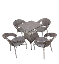 Zecado Tuffy 4 Seater Patio Coffee Table Set In Off-White Corduroy Finish - Brown & White