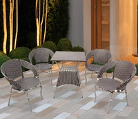 Zecado Tuffy 4 Seater Patio Coffee Table Set In Off-White Corduroy Finish - Brown & White