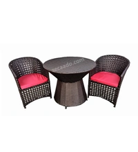 Zecado Zeus 2 Seater Patio Coffee Table Set in Brown Corduroy Finish with Red Cushion - Brown, Red