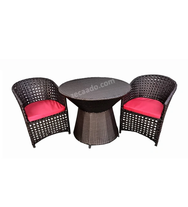 Zecado Zeus 2 Seater Patio Coffee Table Set in Brown Corduroy Finish with Red Cushion - Brown, Red