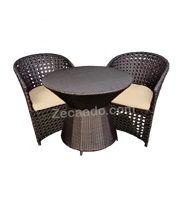 Zecado Zeus 2 Seater Patio Coffee Table Set in Brown Corduroy Finish with Off-White Cushion - Brown, Off-White