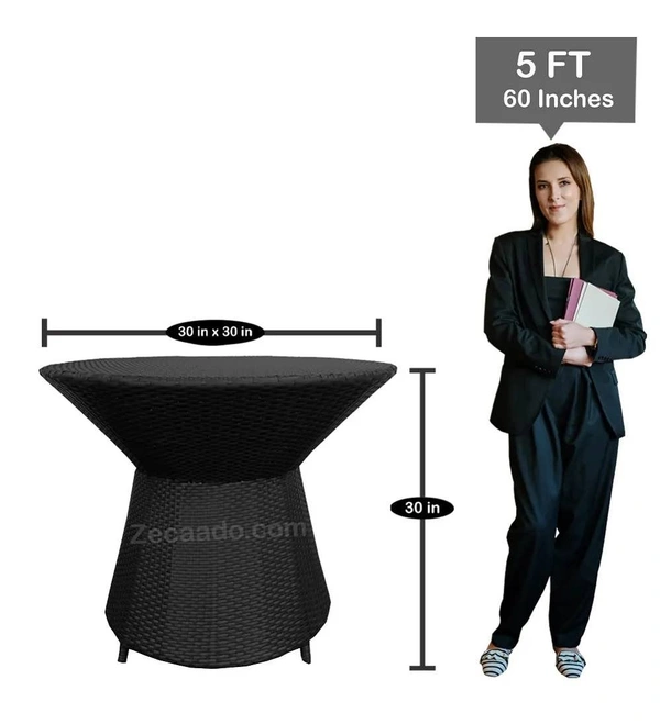 Zecado Zeus 4 Seater Patio Coffee Table Set in Black Corduroy Finish with Red Cushion - Black, Red