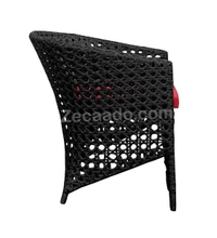 Zecado Zeus 4 Seater Patio Coffee Table Set in Black Corduroy Finish with Red Cushion - Black, Red