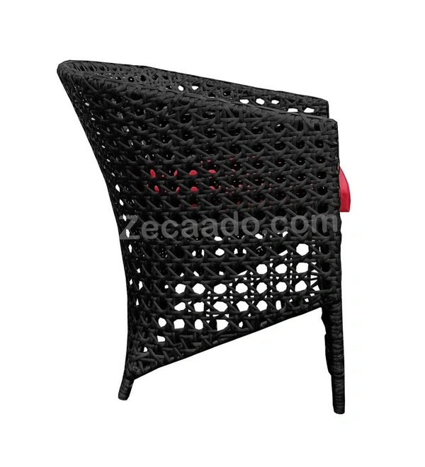 Zecado Zeus 4 Seater Patio Coffee Table Set in Black Corduroy Finish with Red Cushion - Black, Red