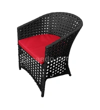 Zecado Zeus 4 Seater Patio Coffee Table Set in Black Corduroy Finish with Red Cushion - Black, Red
