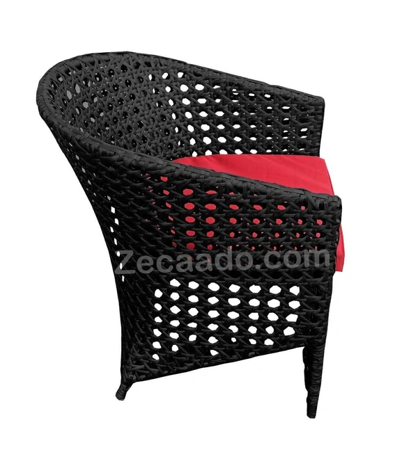 Zecado Zeus 4 Seater Patio Coffee Table Set in Black Corduroy Finish with Red Cushion - Black, Red